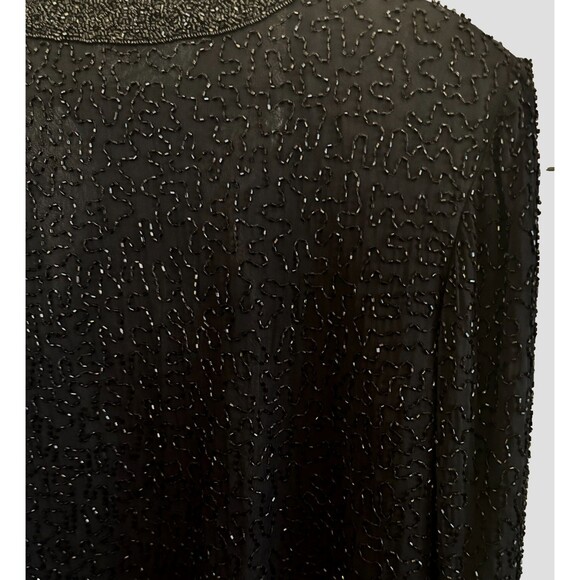 VTG Black Tie Silk Marina  Beaded Sequence Jacket ‎ XL/1X Beautiful! - Picture 12 of 12